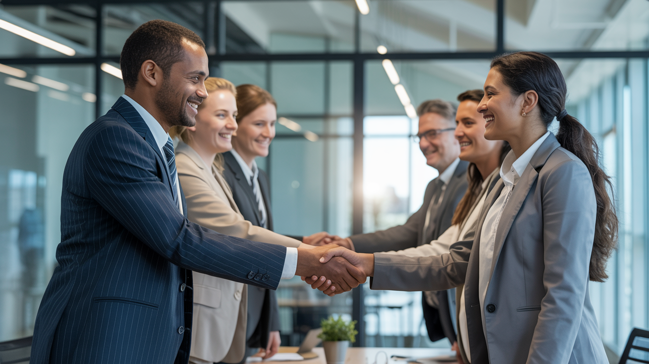 Business professionals partnering for financial wellness
